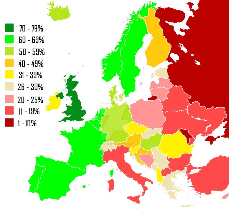 lgbt Postotak podrške LGBT zajednici i njihovim zahtjevima u zemljama Europe